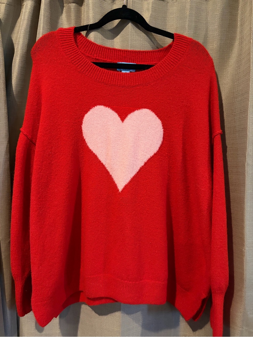 CeCe Giant Heart Sweater Red Pink Heart Intarsia Crewneck Plus Size 3X